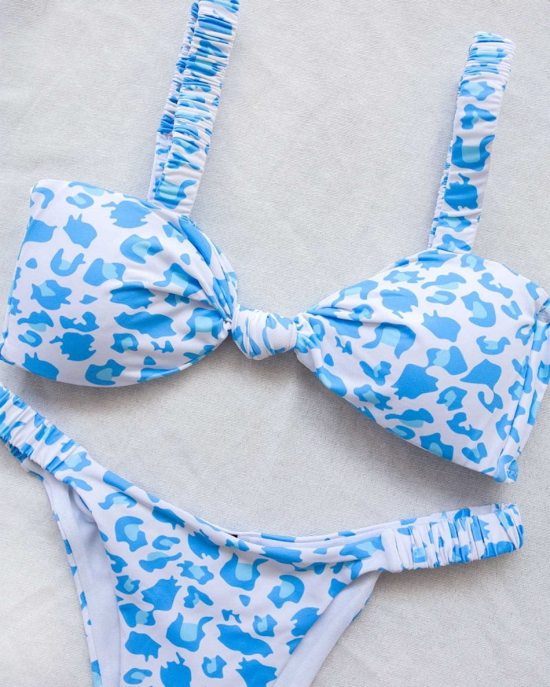 Animal print bikini με κόμπο