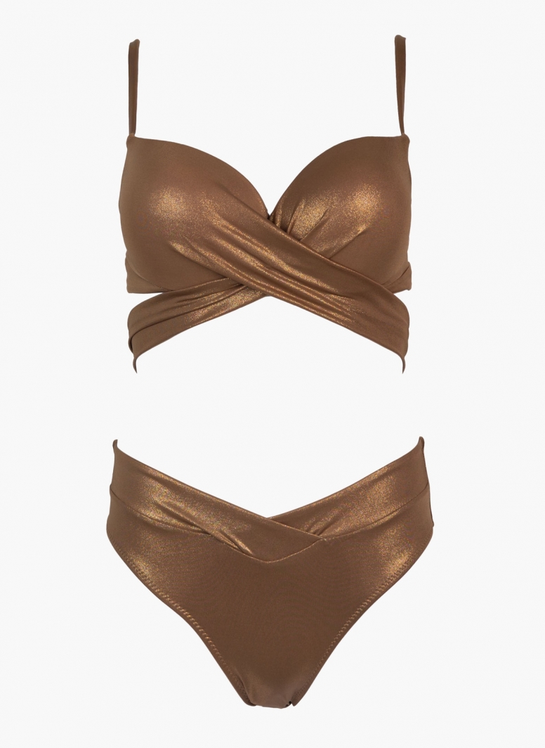 Bikini Set lurex με ψηλόμεσο slip