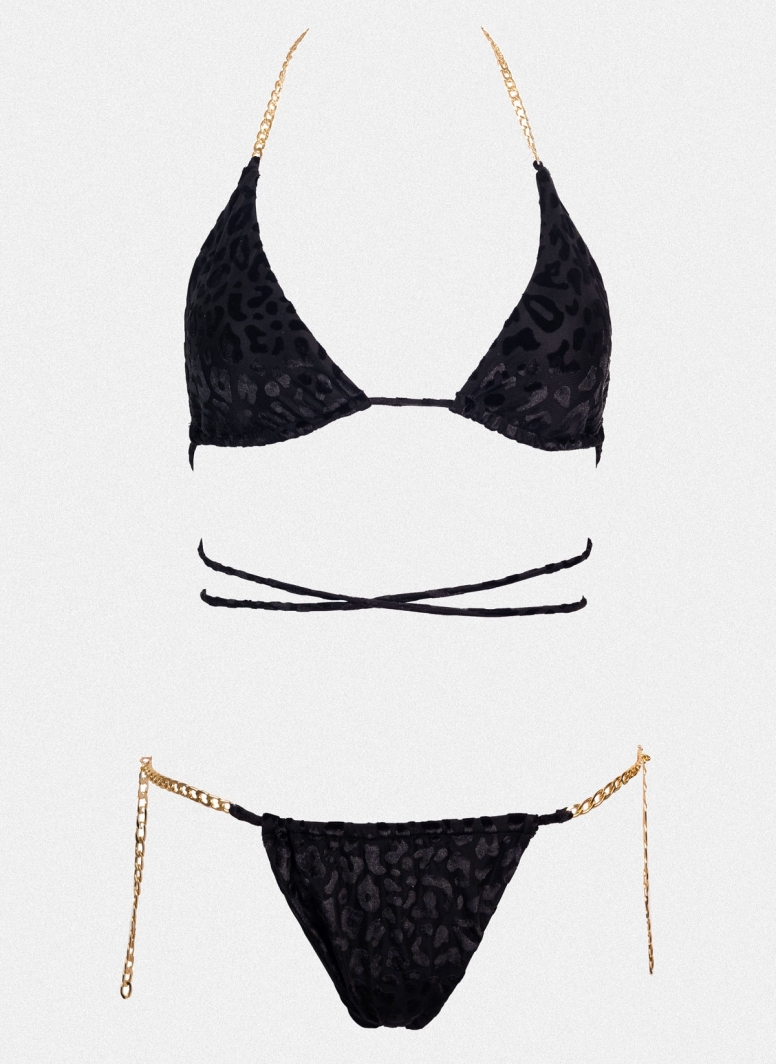 Bikini set με print και αλυσίδα