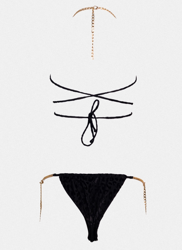 Bikini set με print και αλυσίδα