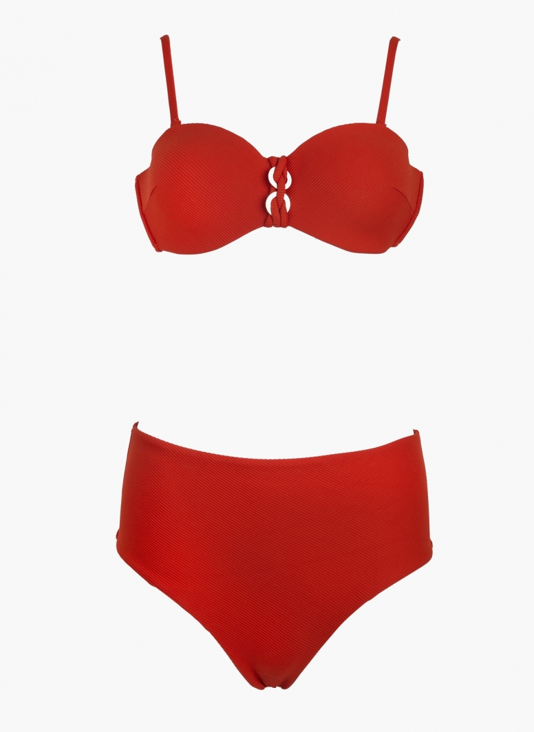 Bikini set ριμπ με corset σλιπ