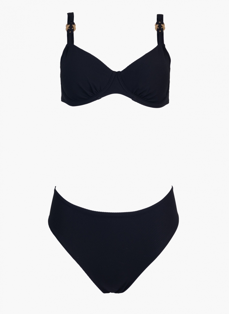 Bikini set ριμπ με μεταλλικούς κρίκους