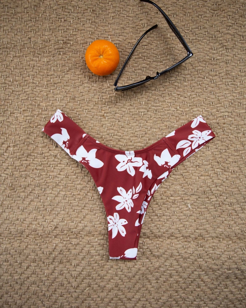 Brazilian bikini slip με λουλούδια