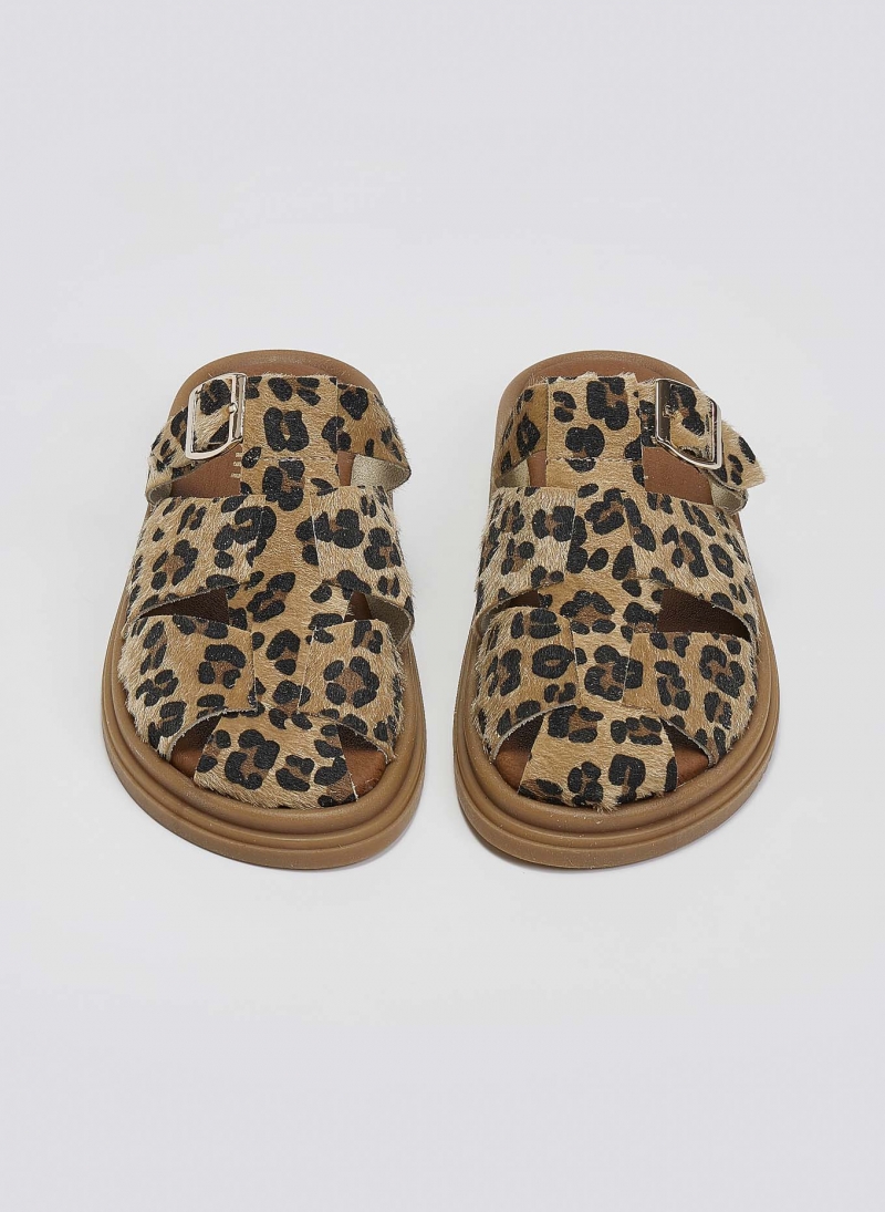 Clogs δερμάτινα με ponyskin και print Estil