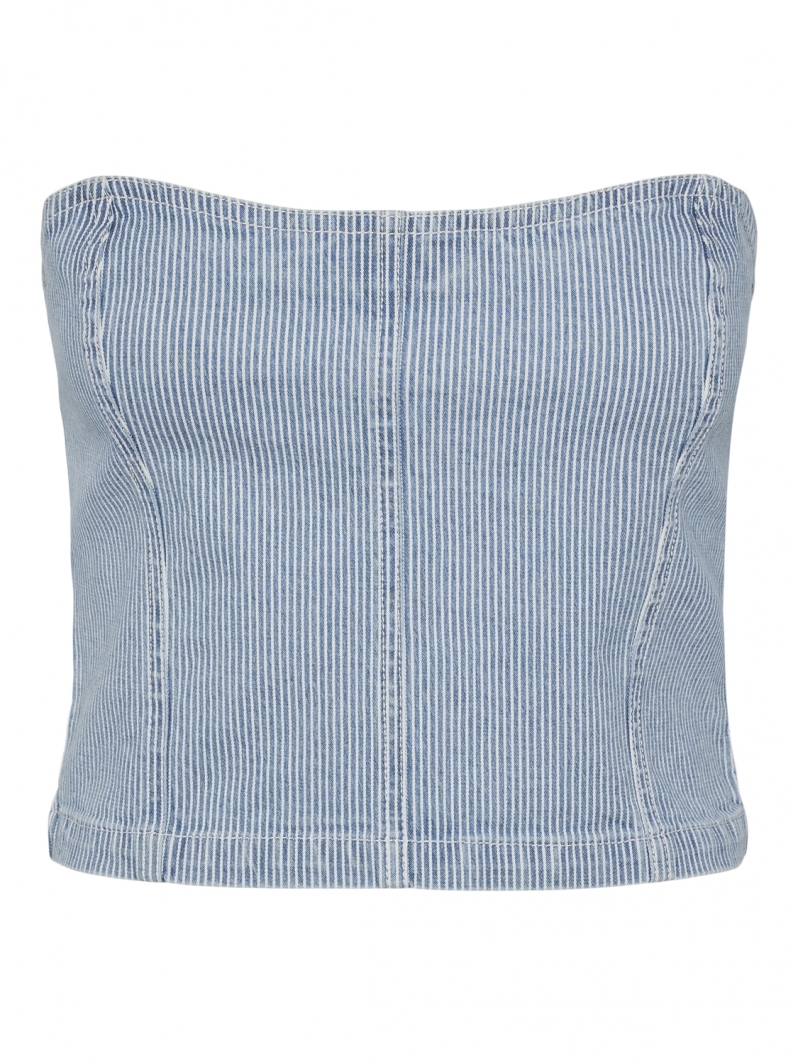 Crop top denim με ρίγες PIECES 17146794