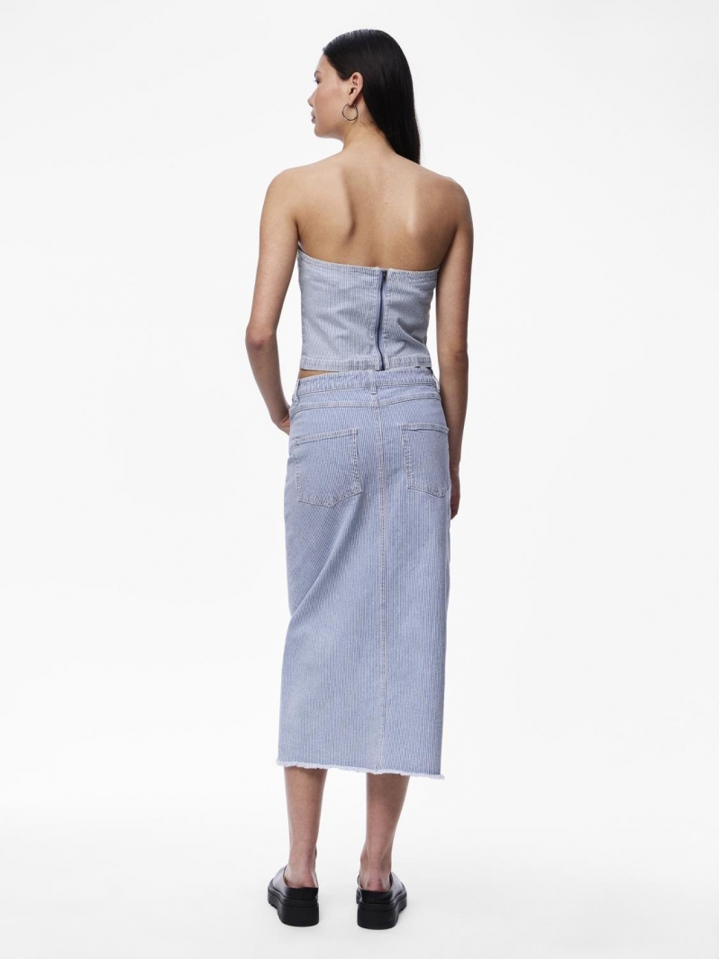 Crop top denim με ρίγες PIECES 17146794