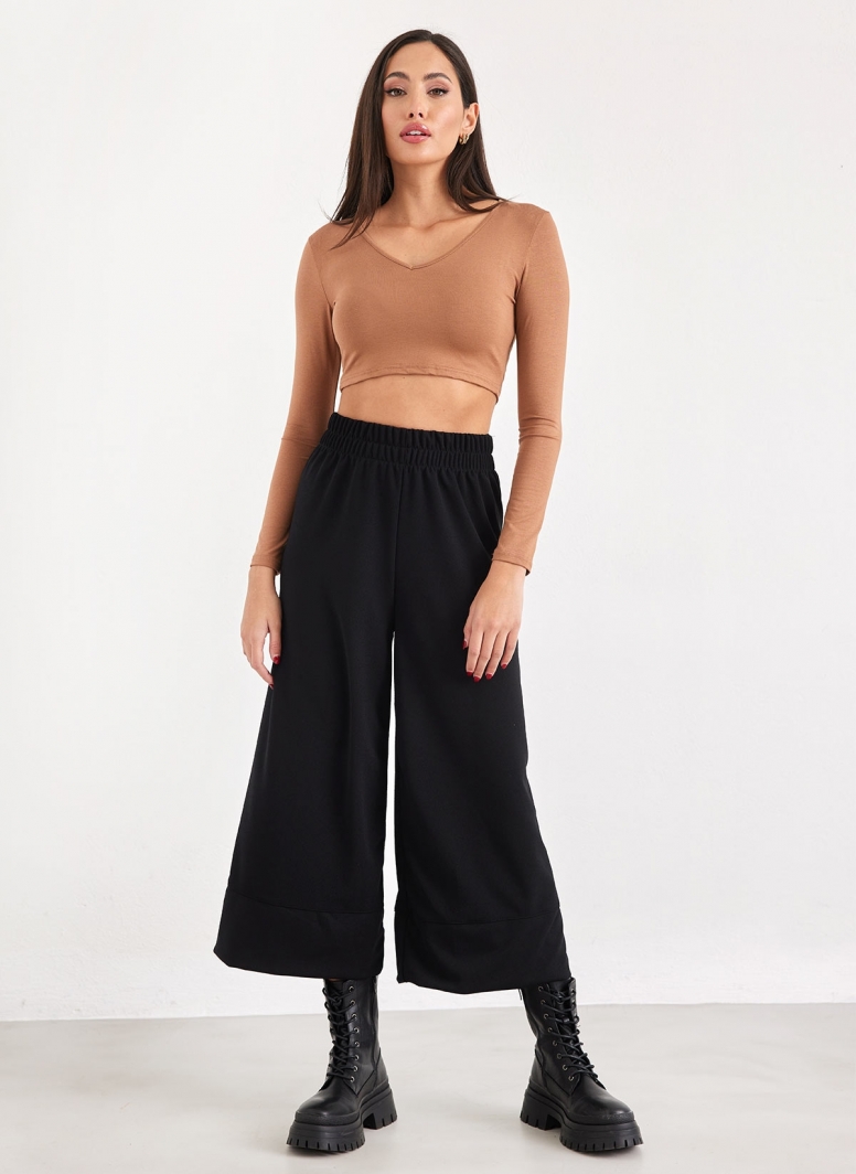 Crop top μακρυμάνικο με V λαιμόκοψη Noobass 01-83