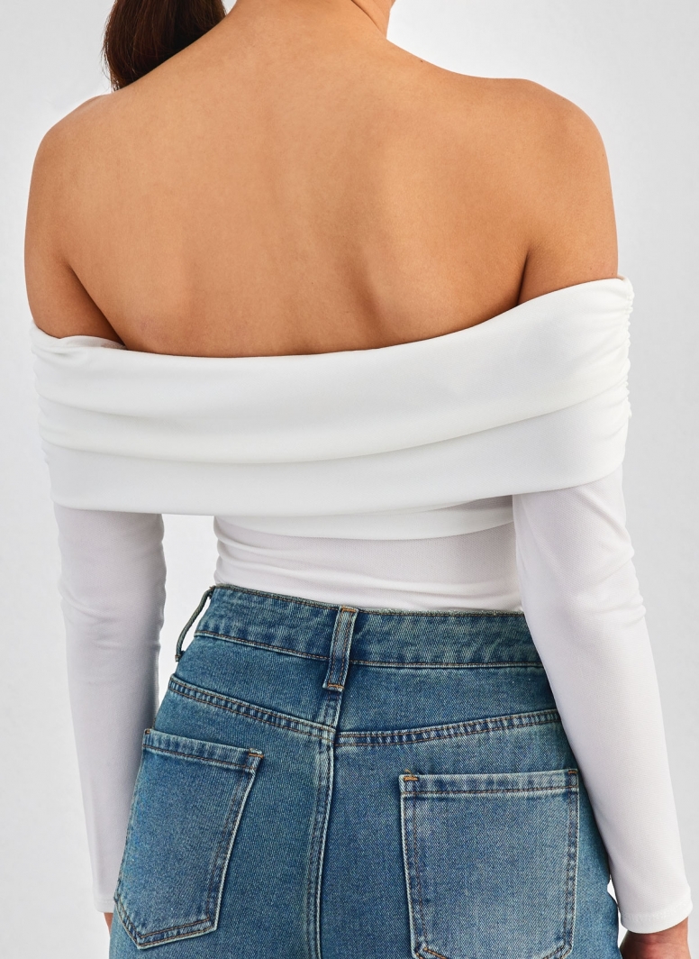 Crop top μακρυμάνικο strapless