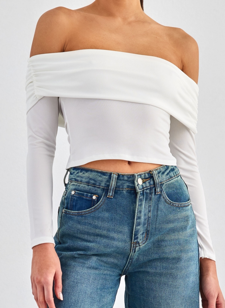 Crop top μακρυμάνικο strapless