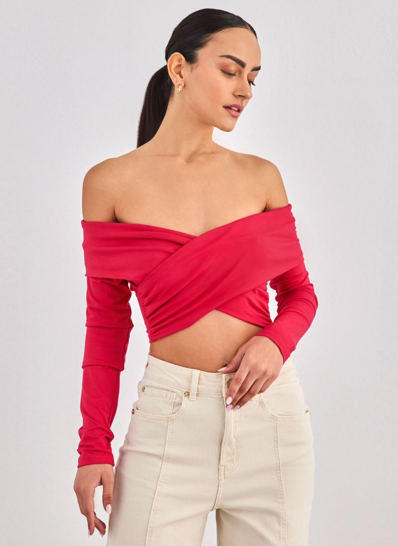 Crop top με κρουαζέ σχέδιο Different Shop 01-224
