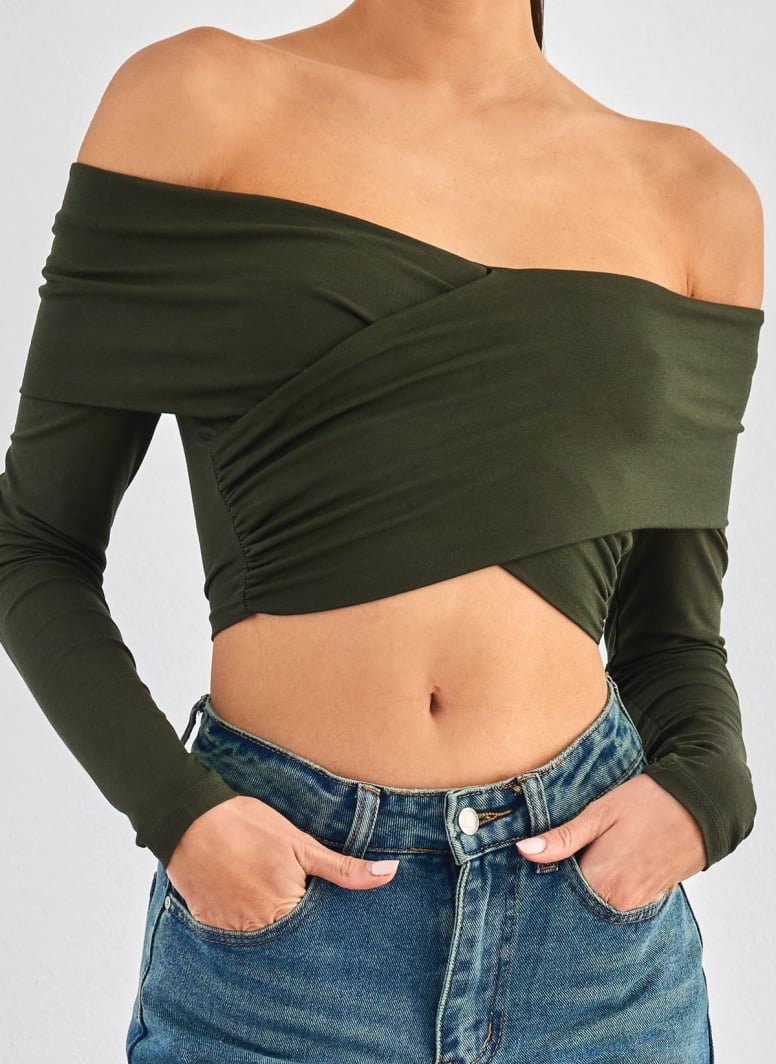 Crop top με κρουαζέ σχέδιο Different Shop 01-224