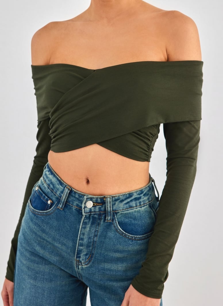 Crop top με κρουαζέ σχέδιο Different Shop 01-224