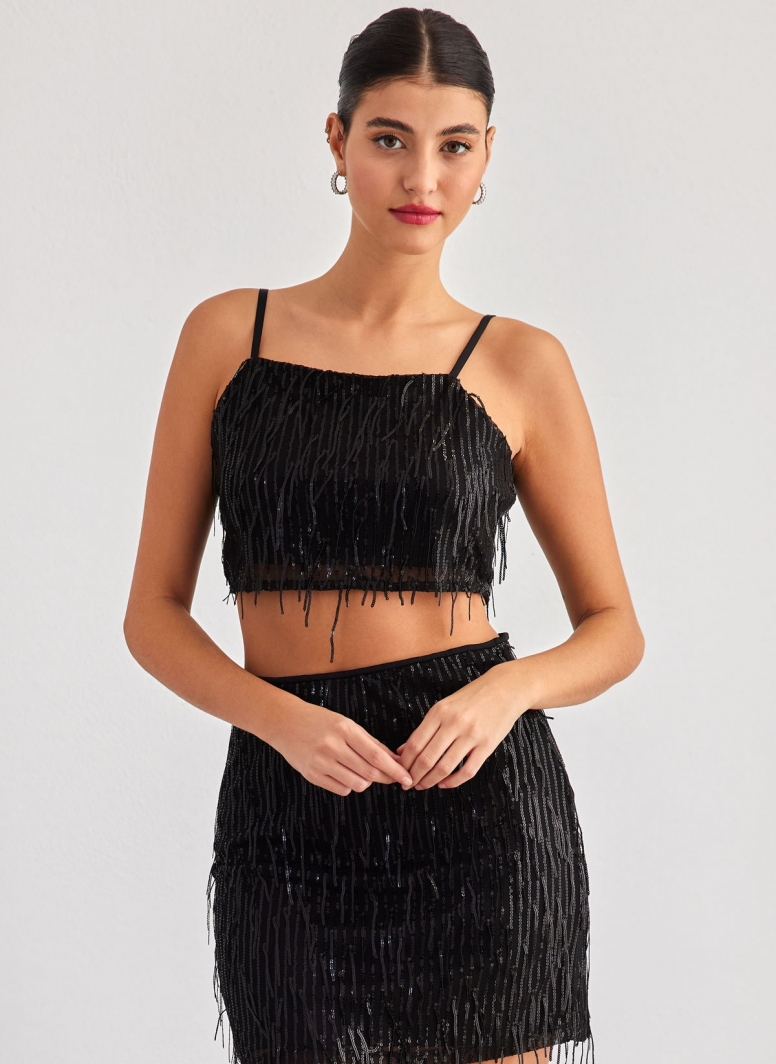 Crop top με παγιέτες ONLY 15305747