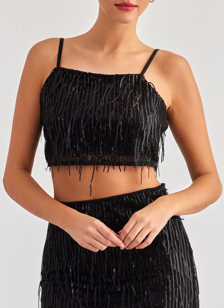 Crop top με παγιέτες ONLY 15305747