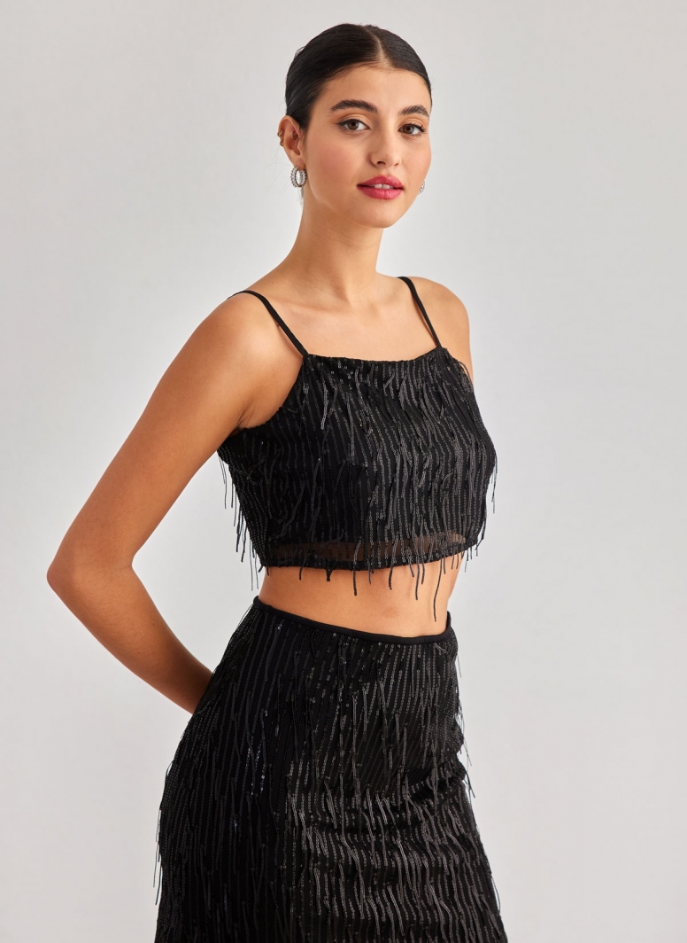 Crop top με παγιέτες ONLY 15305747