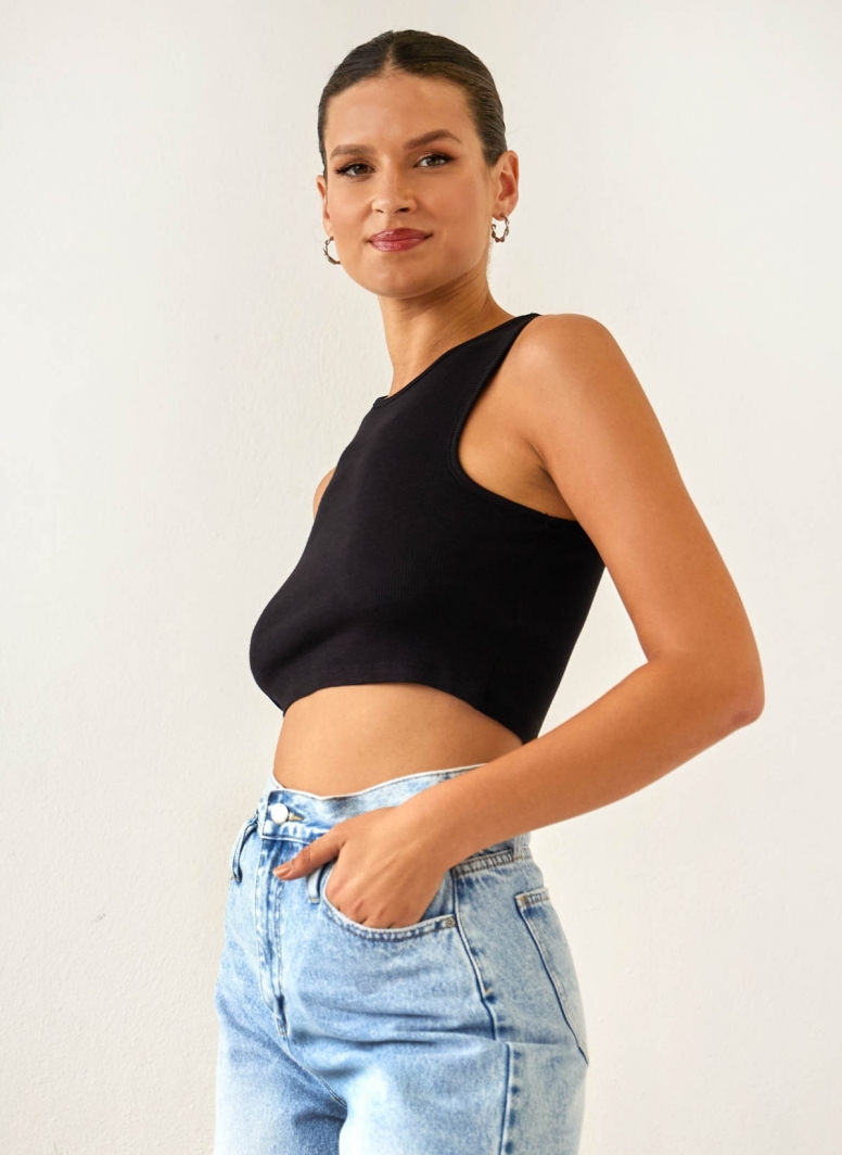 Crop top αμάνικο ριπ Vero Moda 10298664
