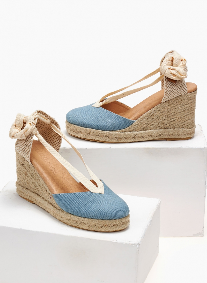 Εσπαντρίγιες platforms τζιν με lace up δέσιμο MARIAMARE