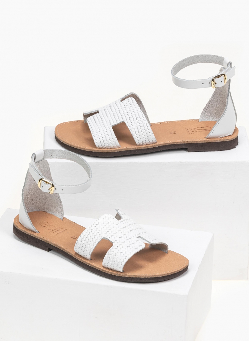 Σανδάλια ankle strap με ανάγλυφο σχέδιο estil 