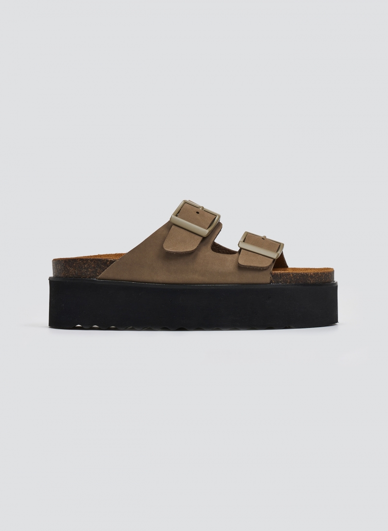 Flatform δερμάτινα nabuk σανδάλια ATENEO