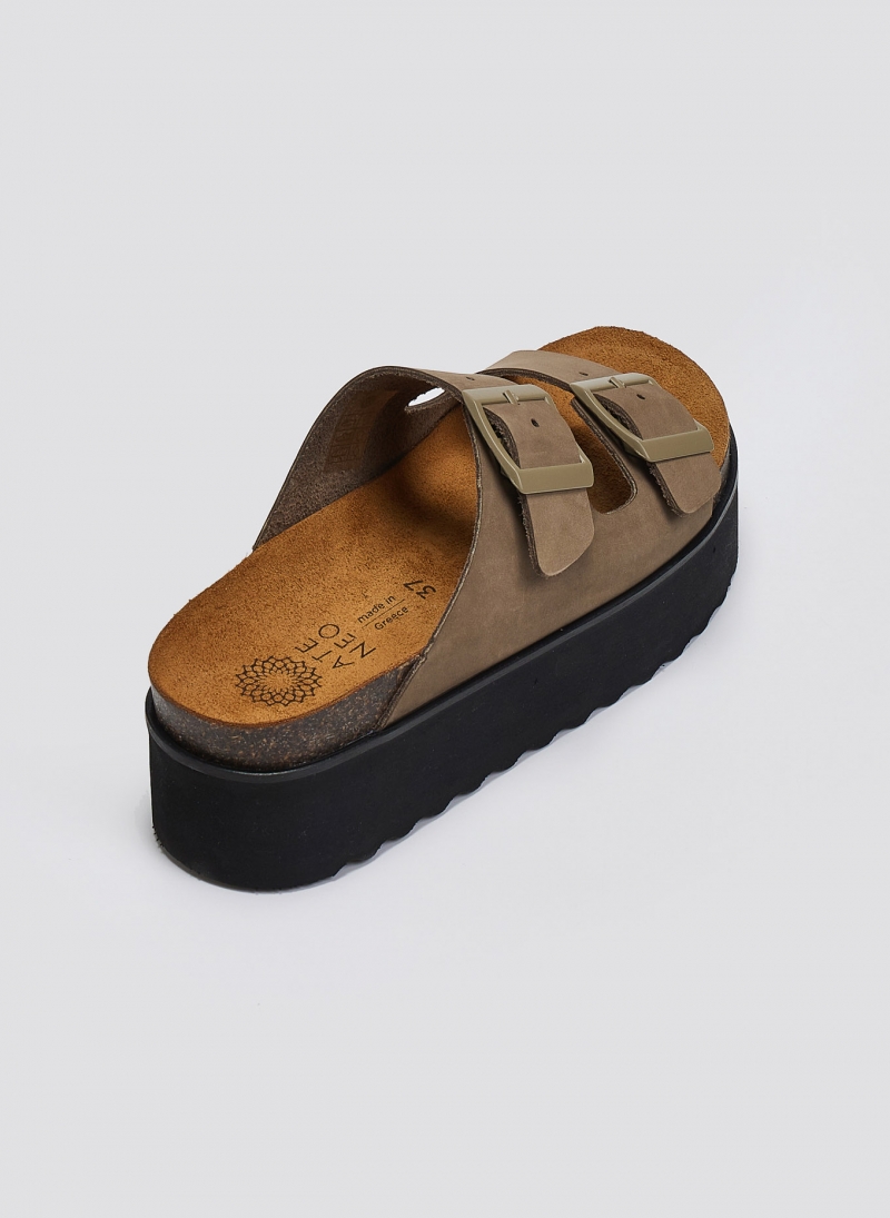 Flatform δερμάτινα nabuk σανδάλια ATENEO