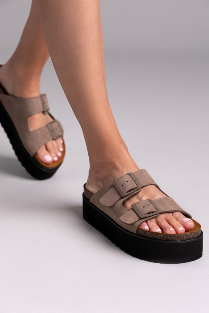 Flatform δερμάτινα nabuk σανδάλια ATENEO