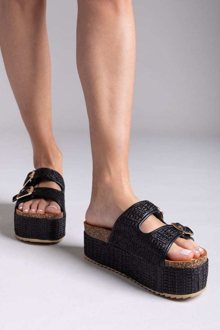 Flatforms από ψάθα με τοκάδες ERYNN