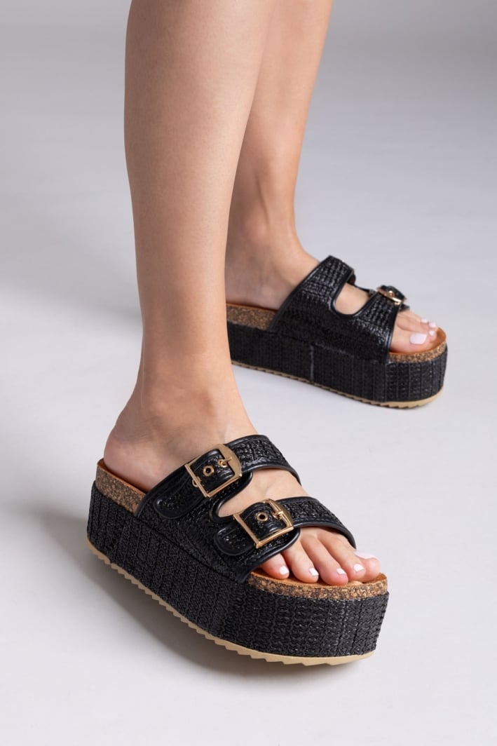 Flatforms από ψάθα με τοκάδες ERYNN