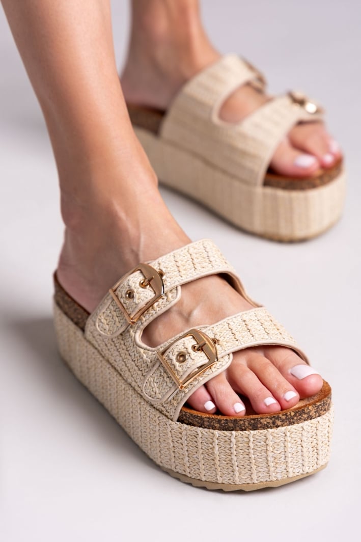 Flatforms από ψάθα με τοκάδες ERYNN