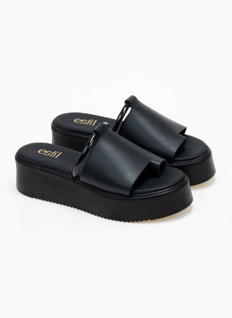 Flatforms δερμάτινα με φαρδιά φάσα Estil