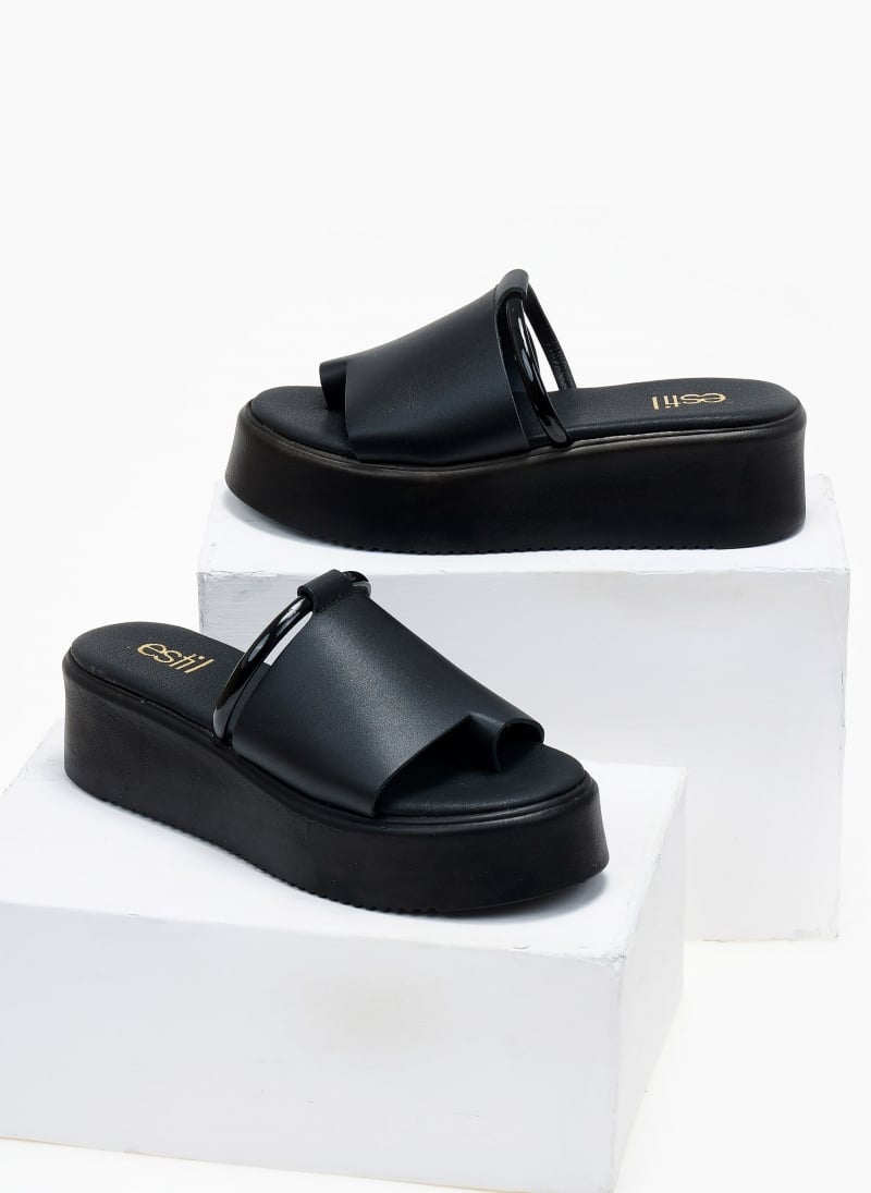 Flatforms δερμάτινα με φαρδιά φάσα Estil
