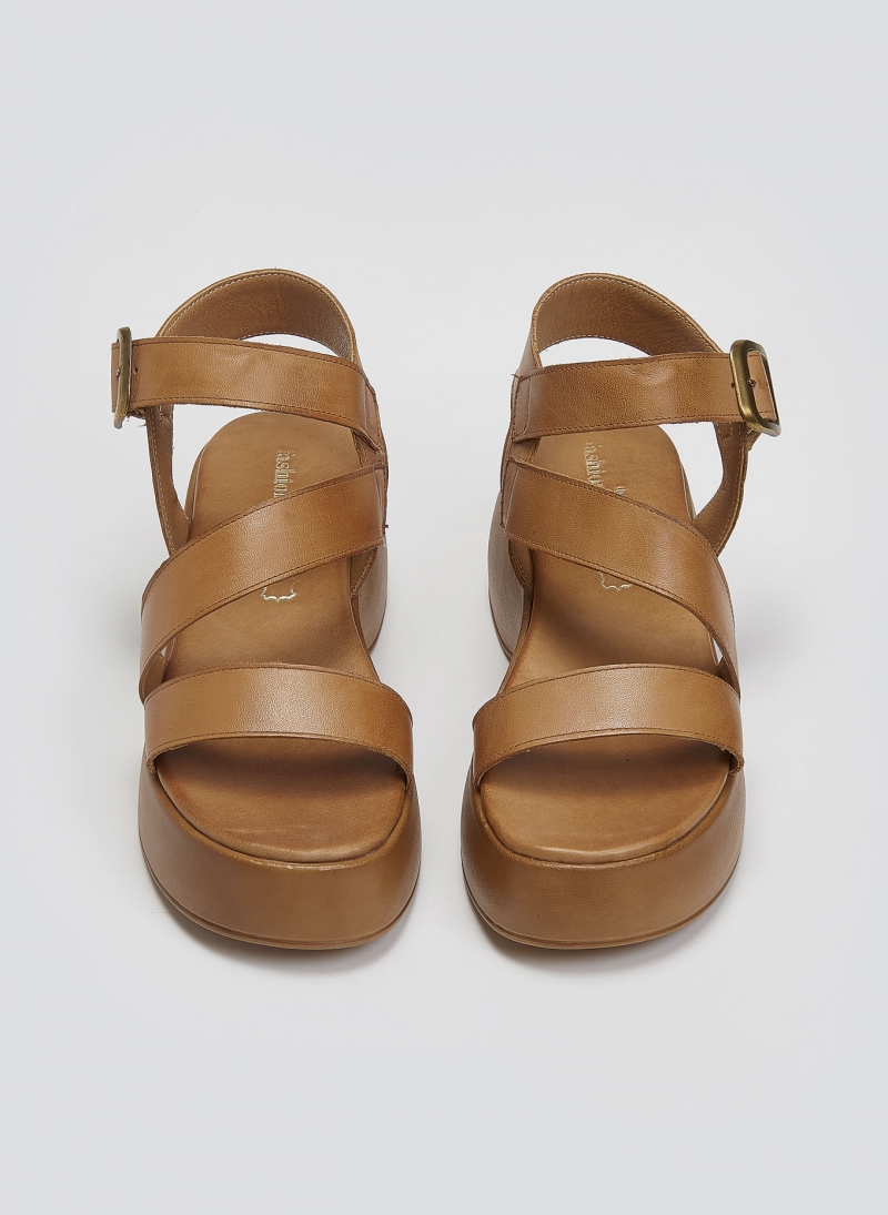 Flatforms δερμάτινα σανδάλια με μπαρέτα Tfp