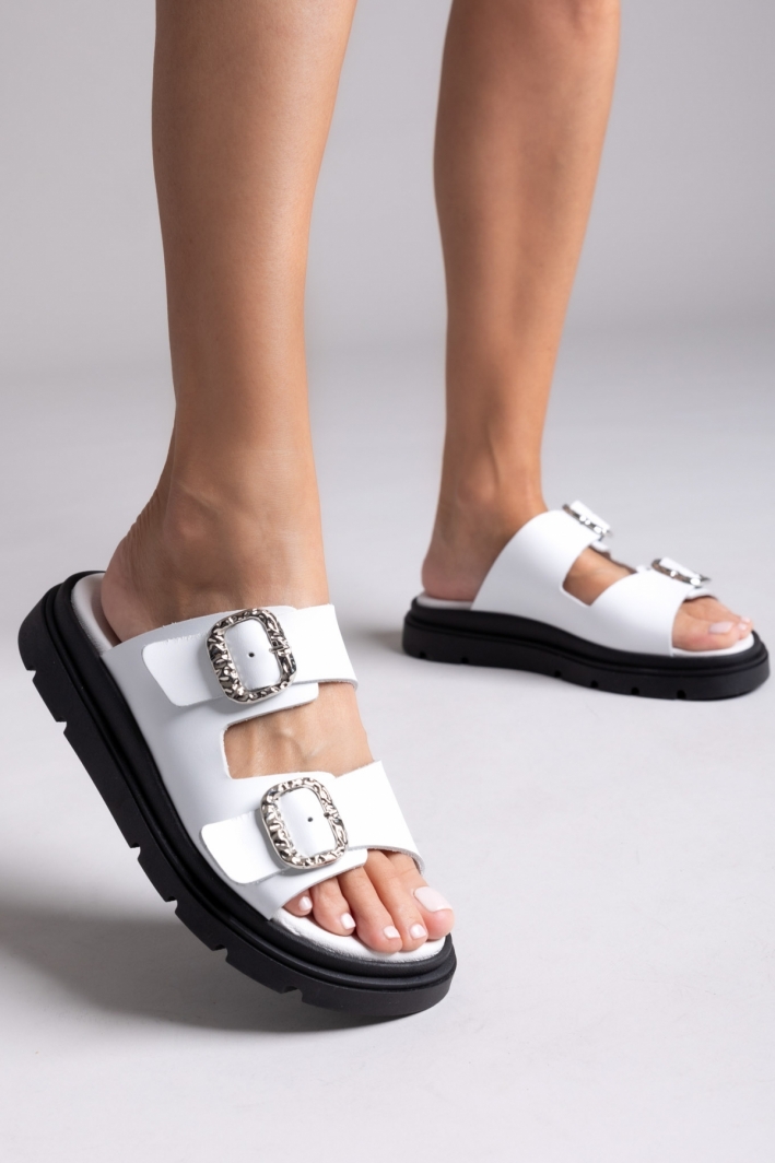 Flatforms δερμάτινα σανδάλια με τοκάδες Tfp