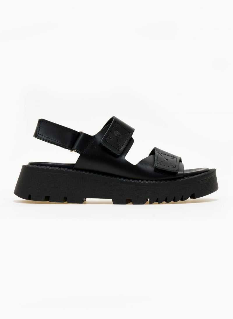 Flatforms δερμάτινα σανδάλια με velcro TFP