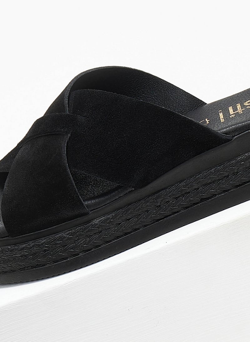 Σανδάλια flatforms καστόρινα estil