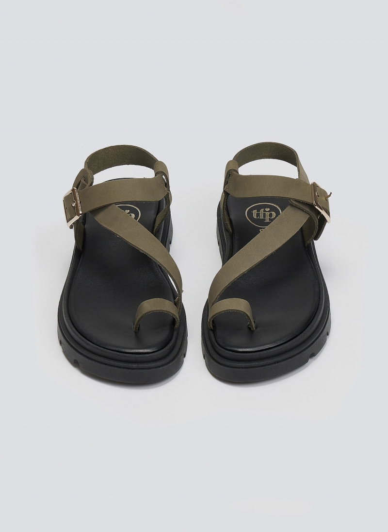 Flatforms nubuck δερμάτινα σανδάλια Tfp