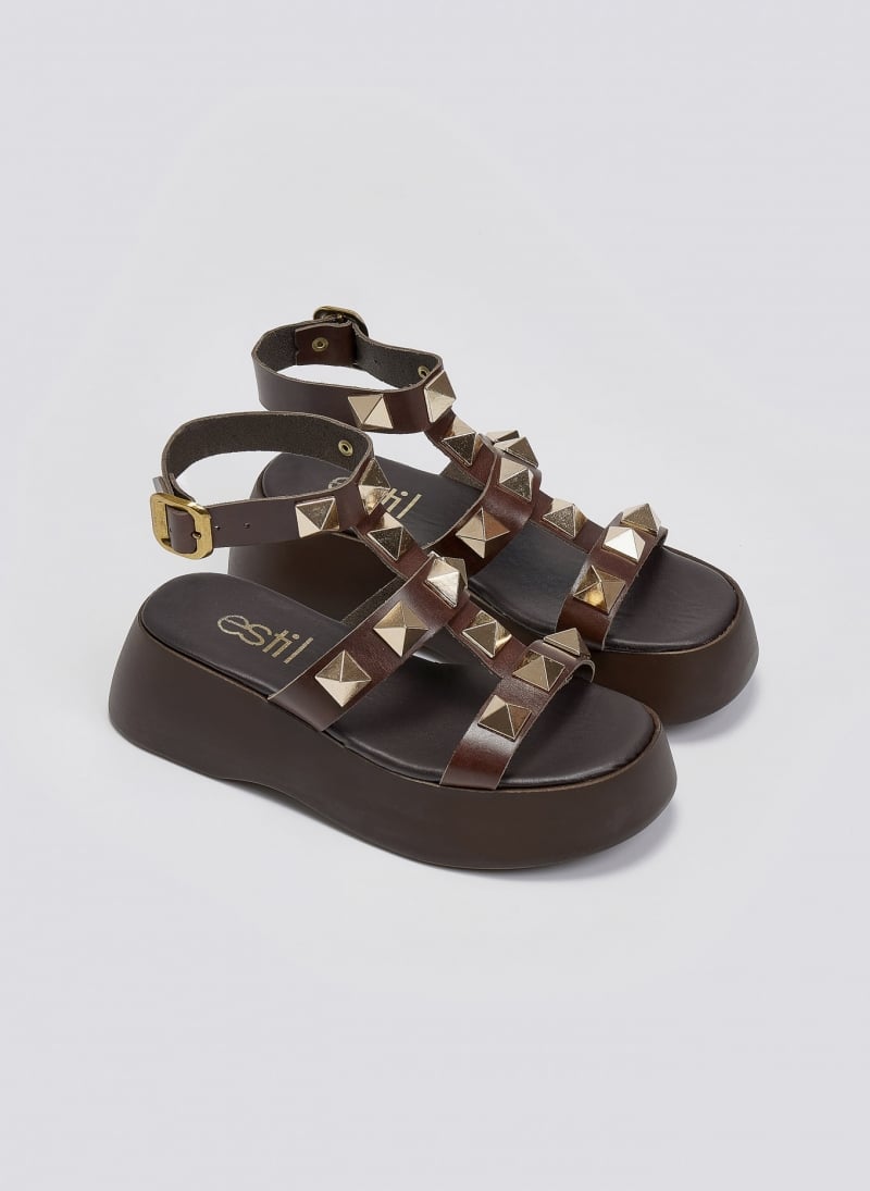 Flatforms σανδάλια δερμάτινα με τρουκς Estil