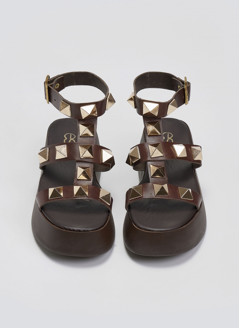 Flatforms σανδάλια δερμάτινα με τρουκς Estil