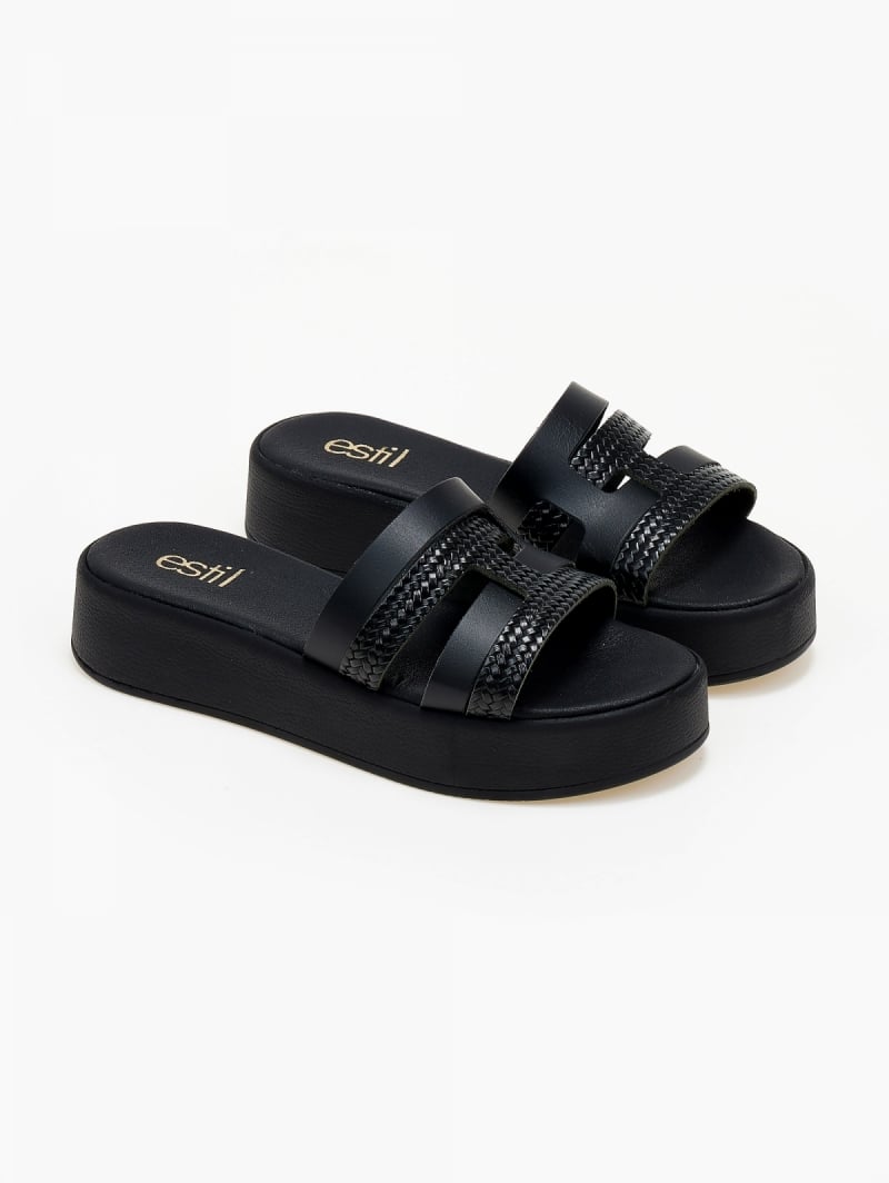 Flatforms σανδάλια με ανάγλυφο pattern Estil
