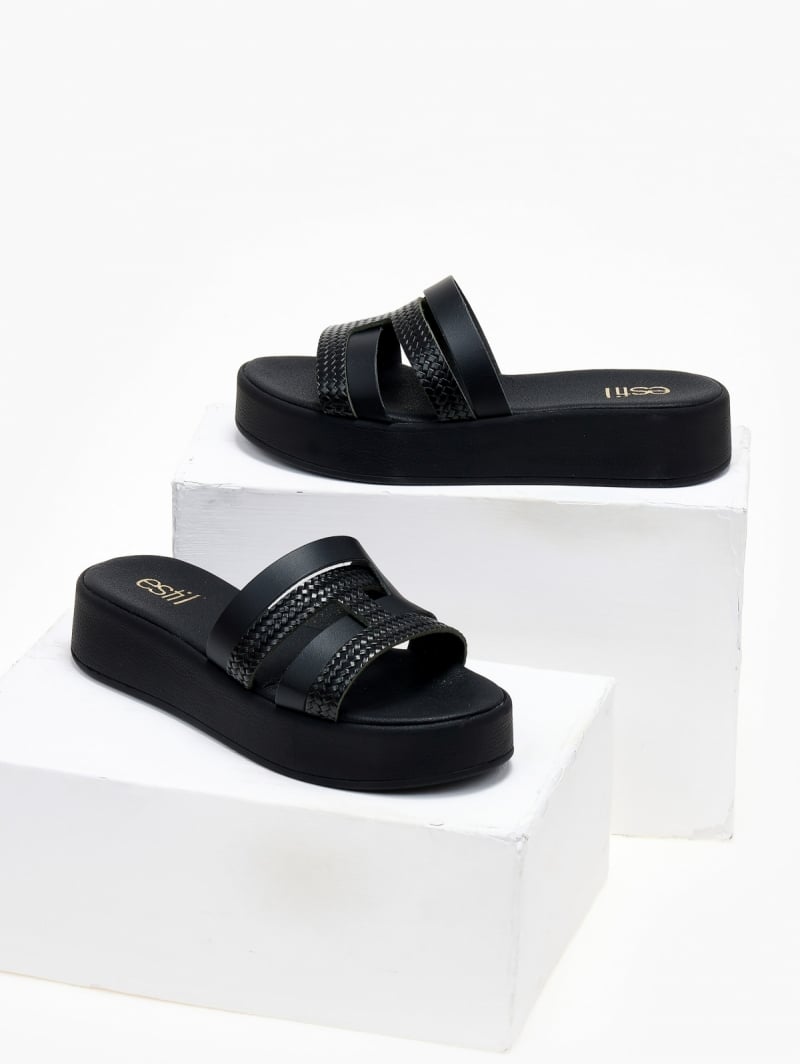 Flatforms σανδάλια με ανάγλυφο pattern Estil