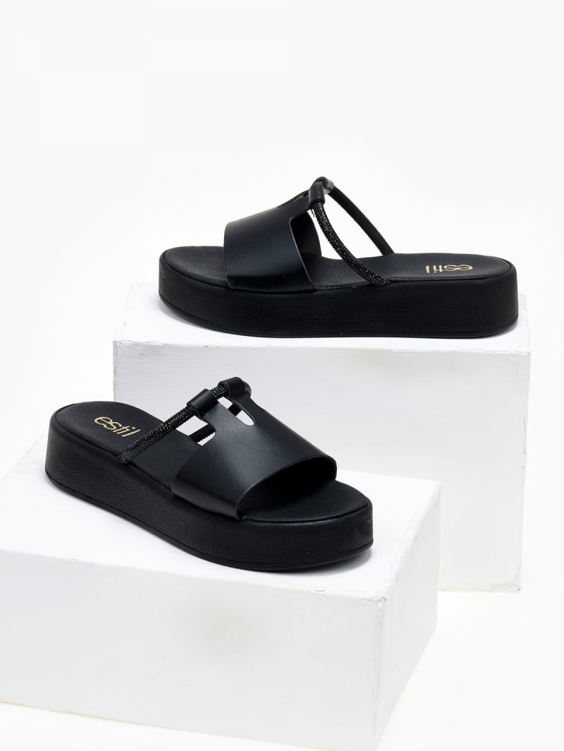 Flatforms σανδάλια με άνοιγμα και στρας Estil