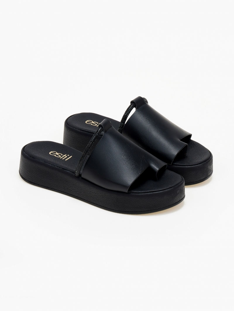 Flatforms σανδάλια με φαρδιά φάσα και στρας Estil