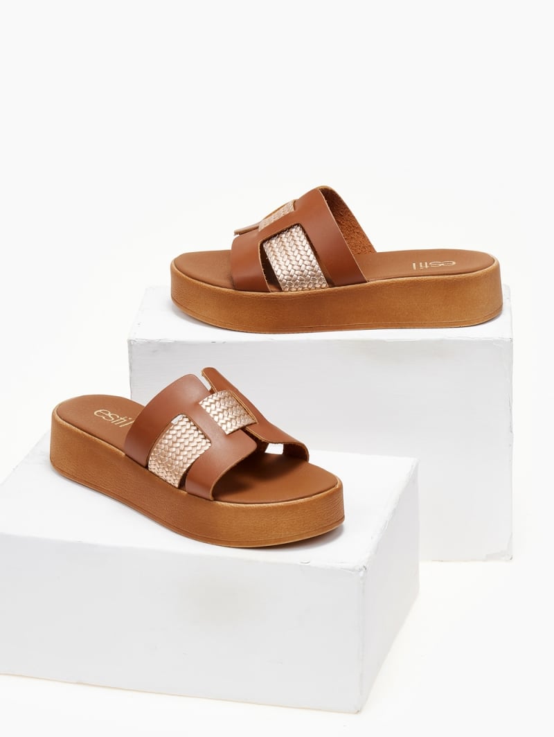 Flatforms σανδάλια με pattern Estil