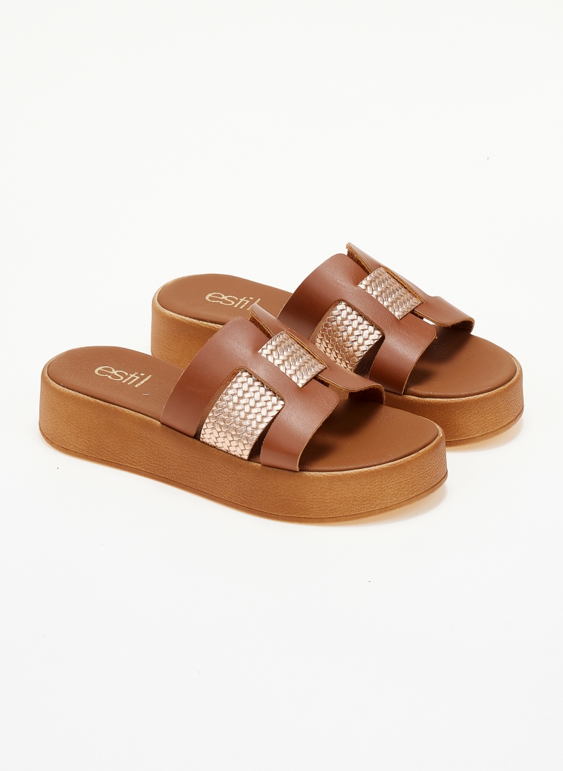 Flatforms σανδάλια με pattern Estil