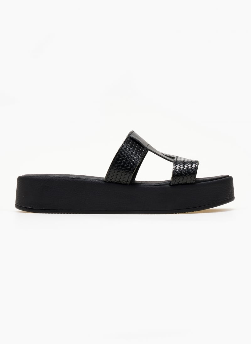 Flatforms σανδάλια με pattern ψάθα Estil
