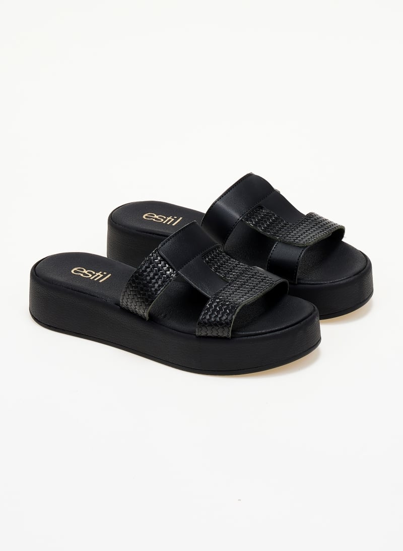 Flatforms σανδάλια με pattern ψάθα Estil