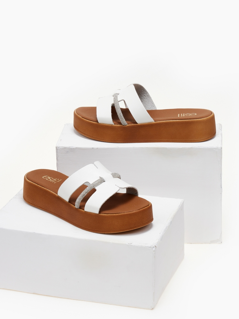 Flatforms σανδάλια με περαστό στρας λουράκι Estil