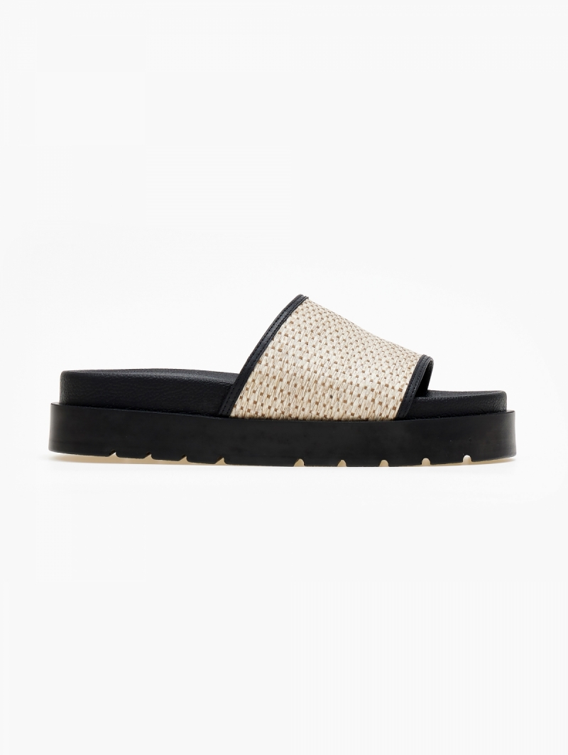 Flatforms σανδάλια με ψάθινη φάσα