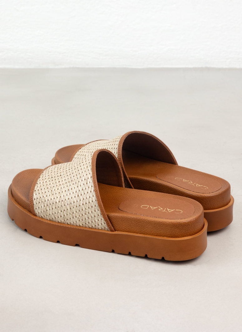 Flatforms σανδάλια με ψάθινη φάσα