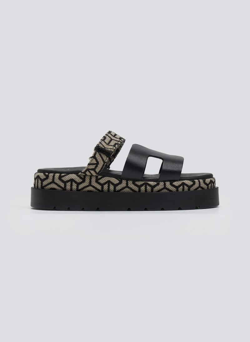 Flatforms σανδάλια δερμάτινα με print Mariella Fabiani 2524/91