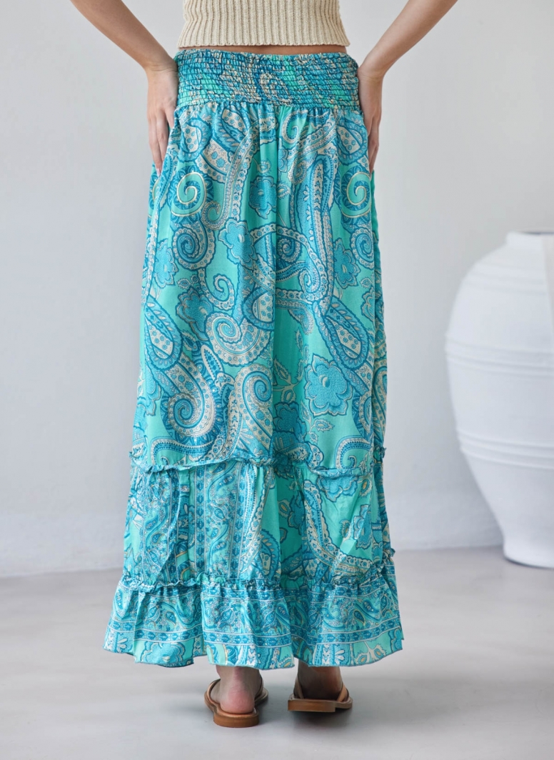 Φούστα μάξι με boho λαχούρια